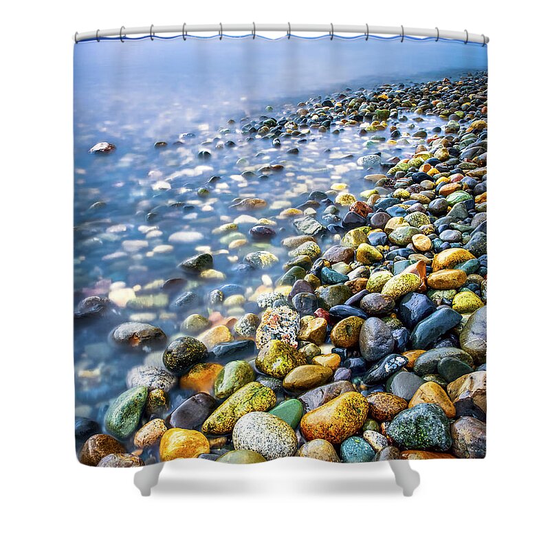 Colorful Shower Curtain featuring the photograph Rocky Shoreline by Kyle Wasielewski