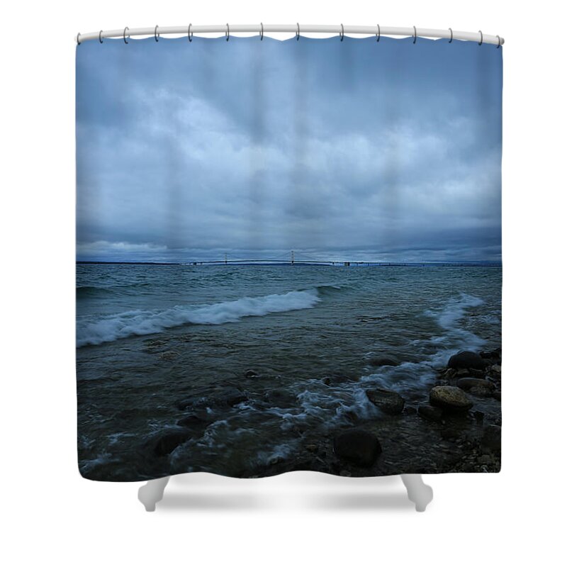 Rocky Shores At Mcgulpin Point Shower Curtain featuring the photograph Rocky Shores at McGulpin Point by Rachel Cohen