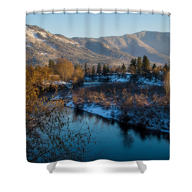 Rogue River Shower Curtain featuring the photograph Rogue River Winter by Mick Anderson