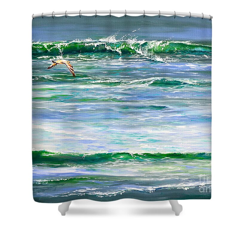 Green Shower Curtain featuring the painting Rolling Green by AnnaJo Vahle