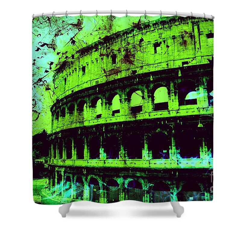 Roman Colosseum Shower Curtain featuring the digital art Roman Colosseum by Marina McLain
