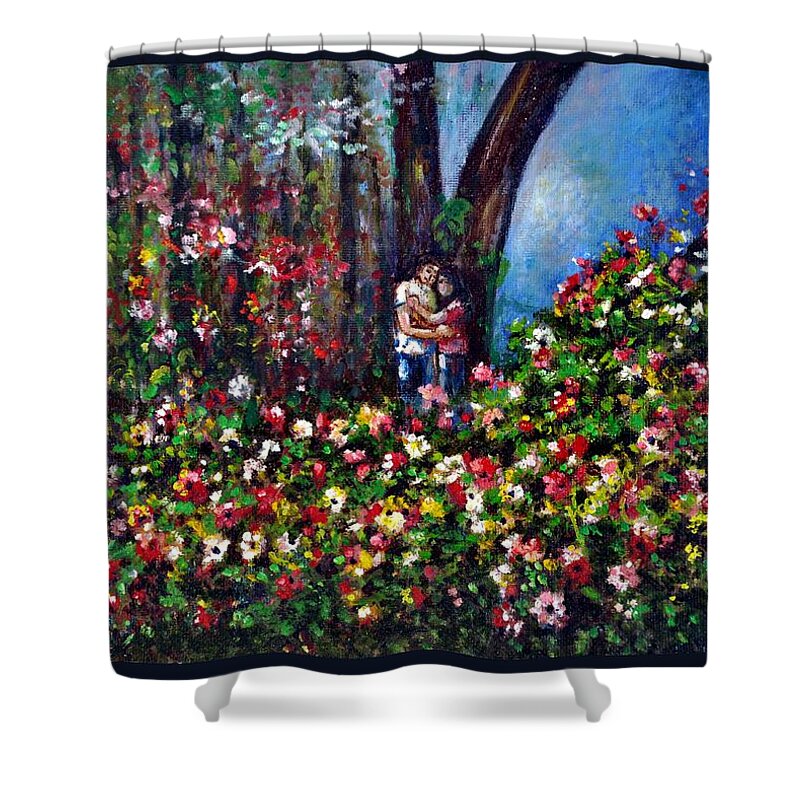 Scene Shower Curtain featuring the painting Romantic by Harsh Malik
