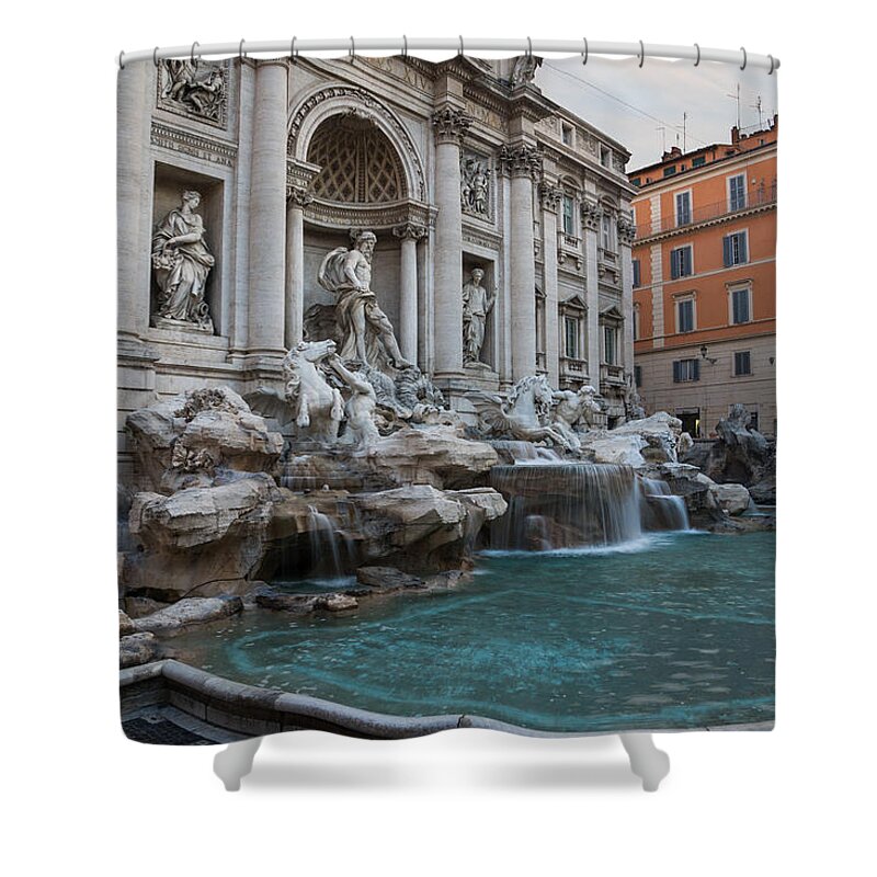 Trevi Fountain Shower Curtain featuring the photograph Rome's Fabulous Fountains - Trevi Fountain No Tourists by Georgia Mizuleva