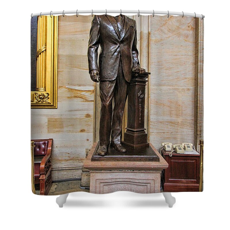 President Ronald Regan Shower Curtain featuring the photograph Ronald Regan - U S Capitol Statuary Hall by Allen Beatty