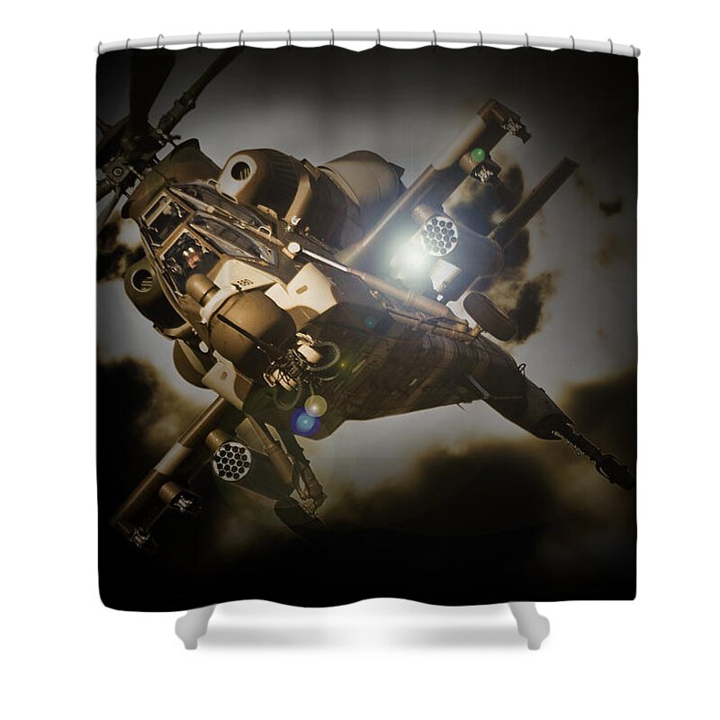 Atlas Rooivalk Shower Curtain featuring the photograph Rooivalk Attack by Paul Job
