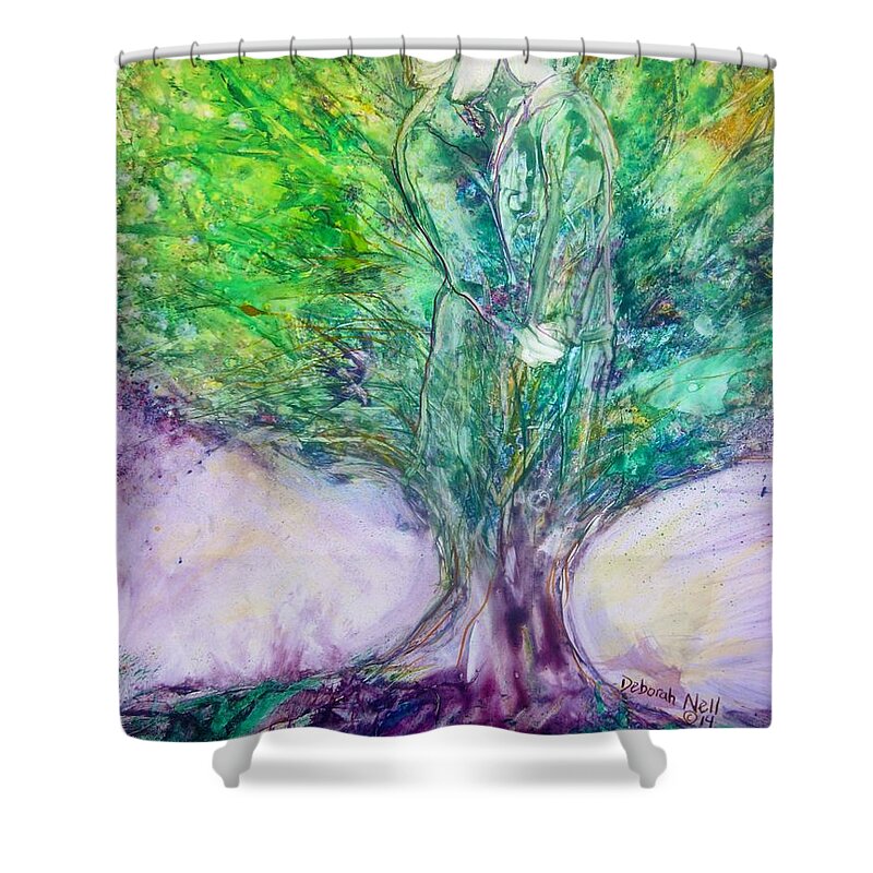 Couple Shower Curtain featuring the painting Rooted In Love by Deborah Nell
