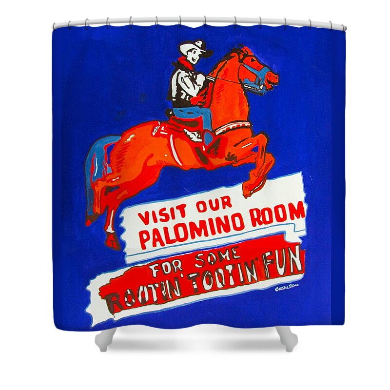 Cowboy Shower Curtain featuring the painting Rootin Tootin Fun by Beth Saffer