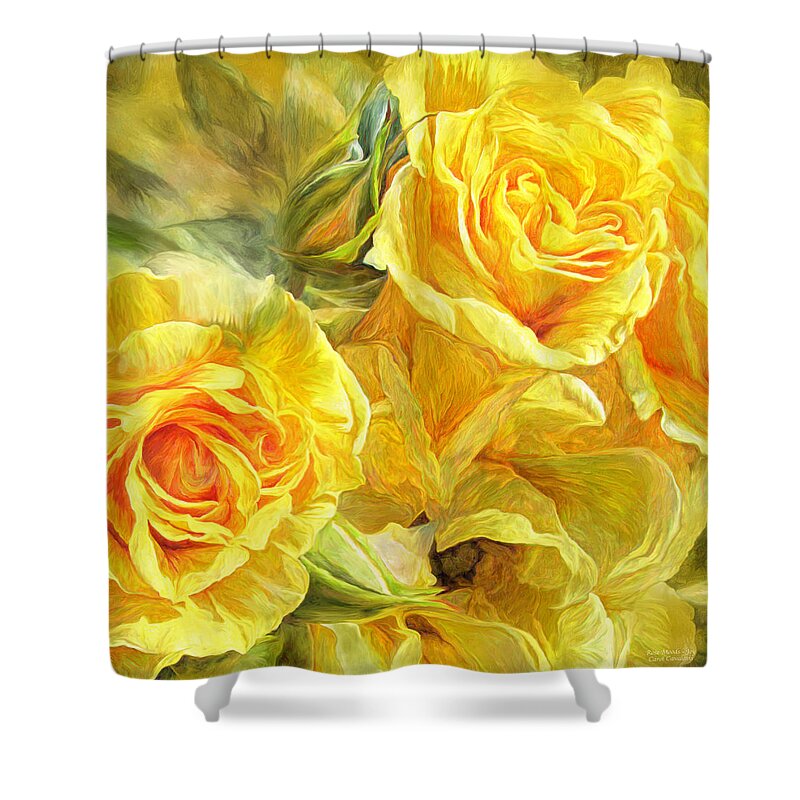 Rose Shower Curtain featuring the mixed media Rose Moods - Joy by Carol Cavalaris