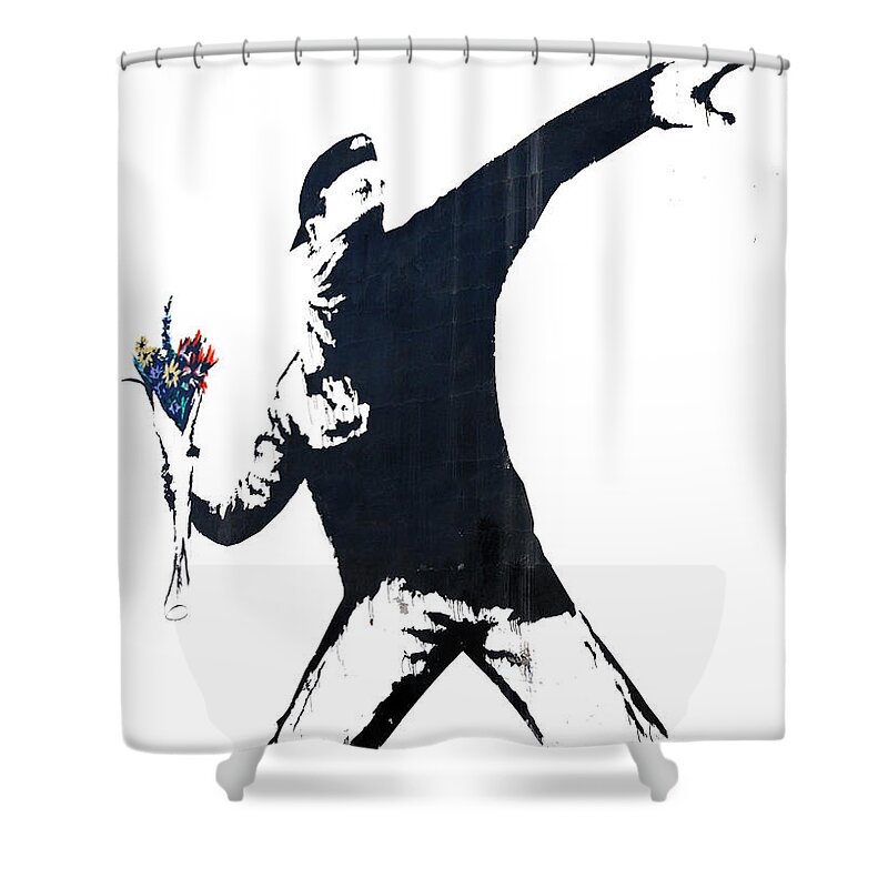 Banksy Shower Curtain featuring the photograph Roses by Munir Alawi