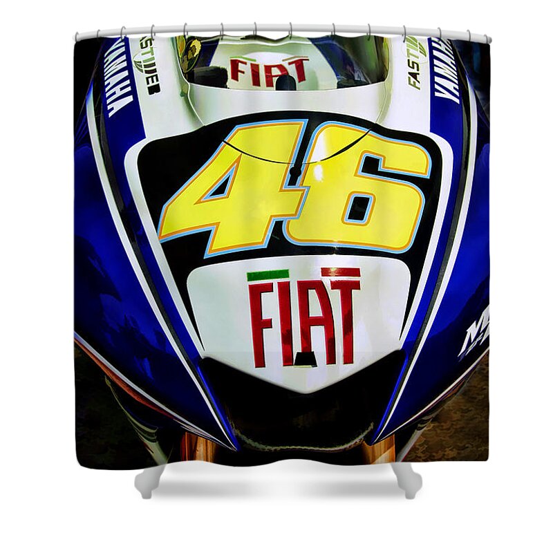 Moto Gp Shower Curtain featuring the photograph Rossi Yamaha by Blake Richards