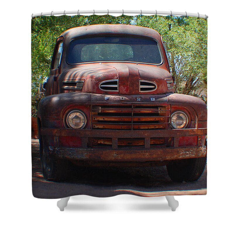 Ford Shower Curtain featuring the photograph Route 66 Ford TRuck by Leticia Latocki