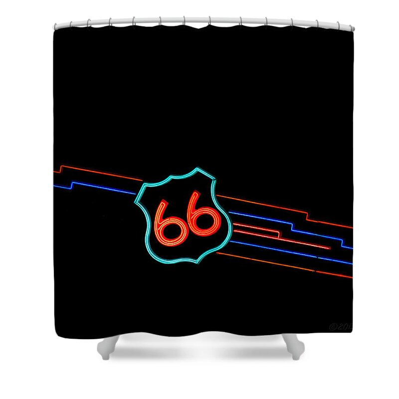 Albuquerque Shower Curtain featuring the photograph Route 66 in Neon by Richard Kimbrough