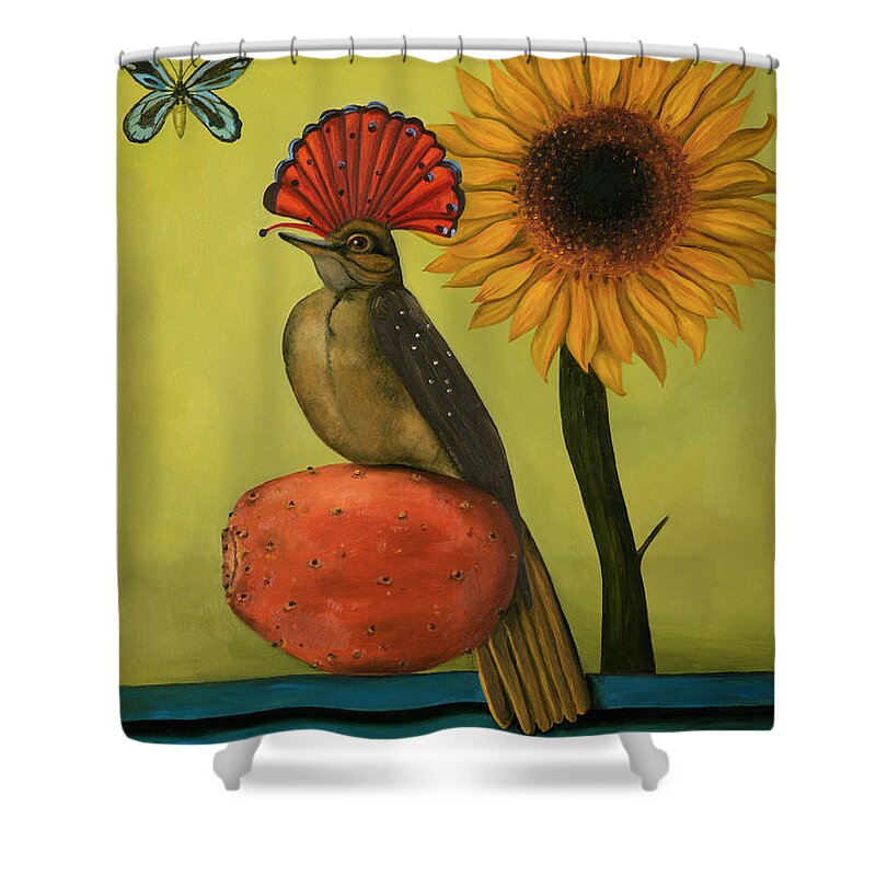 Royal Flycatcher Shower Curtain featuring the painting Royal Flycatcher by Leah Saulnier The Painting Maniac