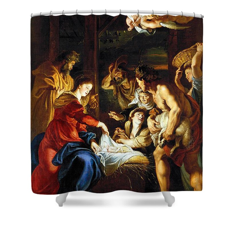 1608 Shower Curtain featuring the painting Adoration of the Shepherds by Peter Paul Rubens