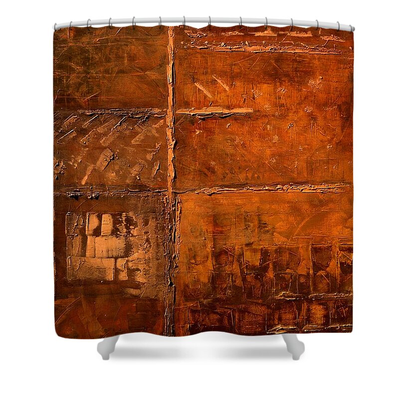 Rugged Cross Shower Curtain featuring the painting Rugged Cross by Linda Bailey