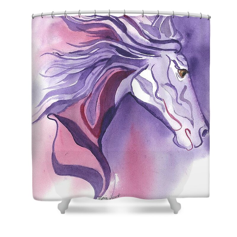 Kid's Art Shower Curtain featuring the painting Running Free by Maria Hunt