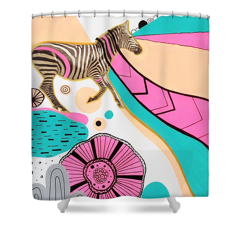 Susan Claire Shower Curtain featuring the digital art Running High by MGL Meiklejohn Graphics Licensing
