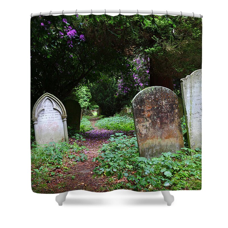 Cemetery Shower Curtain featuring the photograph Rural Cemetery Pathway by James Brunker