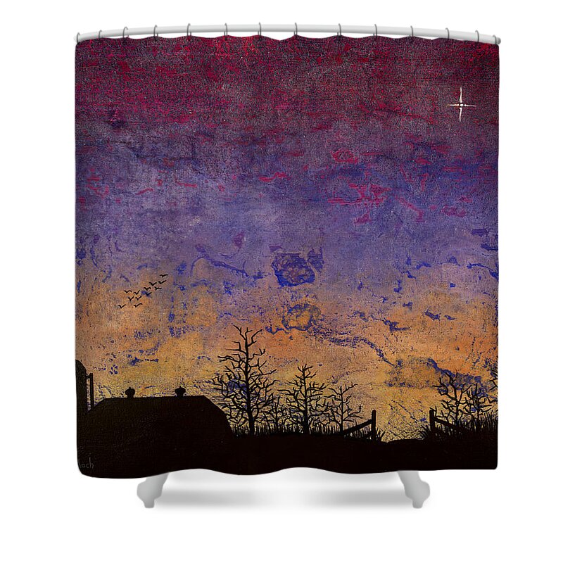 Farm Scene Shower Curtain featuring the painting Rural Sunset by Jack Malloch