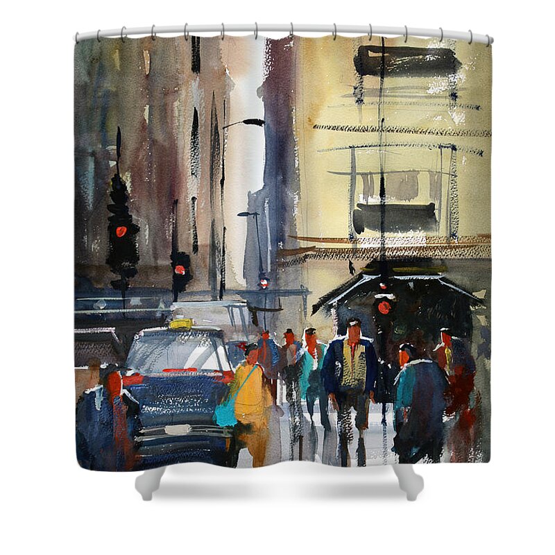 Ryan Radke Shower Curtain featuring the painting Rush Hour 2 - Chicago by Ryan Radke