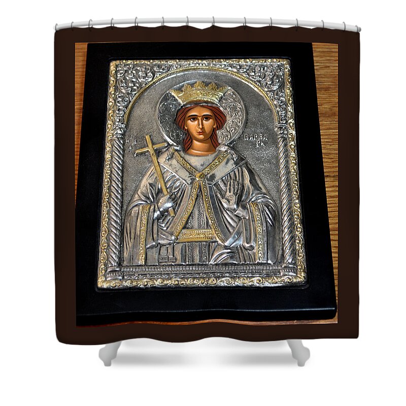 Russian Shower Curtain featuring the photograph Russian Byzantin Icon by Jay Milo