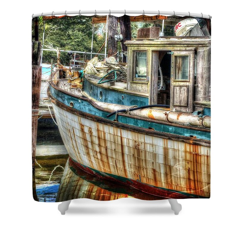 Alabama Shower Curtain featuring the digital art Rusted Wood by Michael Thomas