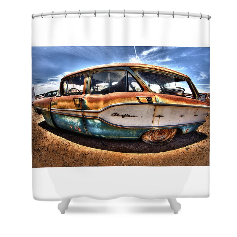 Pontiac Shower Curtain featuring the photograph Rusty Old American Dreams - 8 Pontiac Chieftain by Mark Valentine