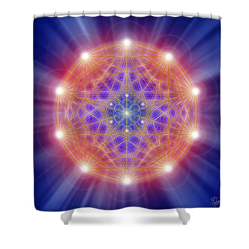 Endre Shower Curtain featuring the digital art Sacred Geometry 168 by Endre Balogh