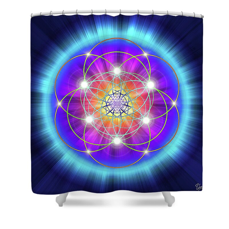 Endre Shower Curtain featuring the digital art Sacred Geometry 25 by Endre Balogh