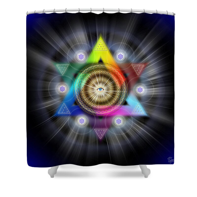 Endre Shower Curtain featuring the digital art Sacred Geometry 347 by Endre Balogh