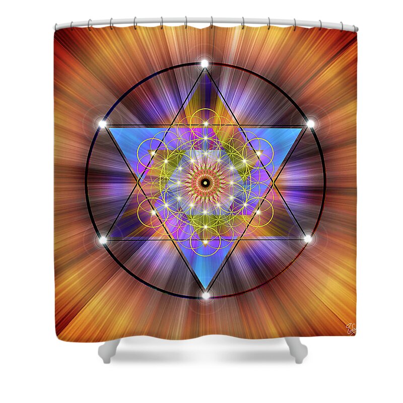 Endre Shower Curtain featuring the digital art Sacred Geometry 44 by Endre Balogh