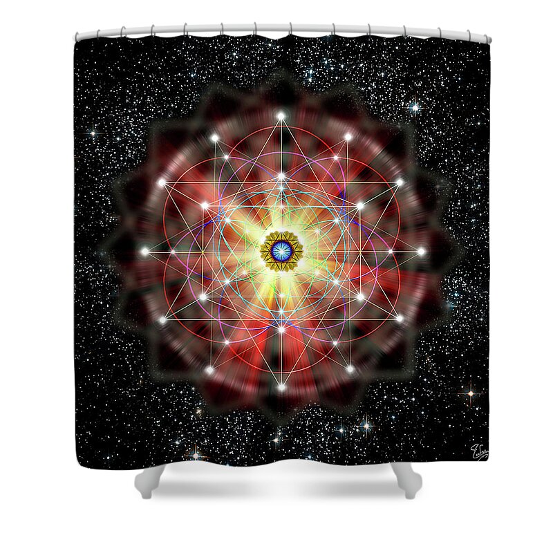 Endre Shower Curtain featuring the digital art Sacred Geometry 45 by Endre Balogh