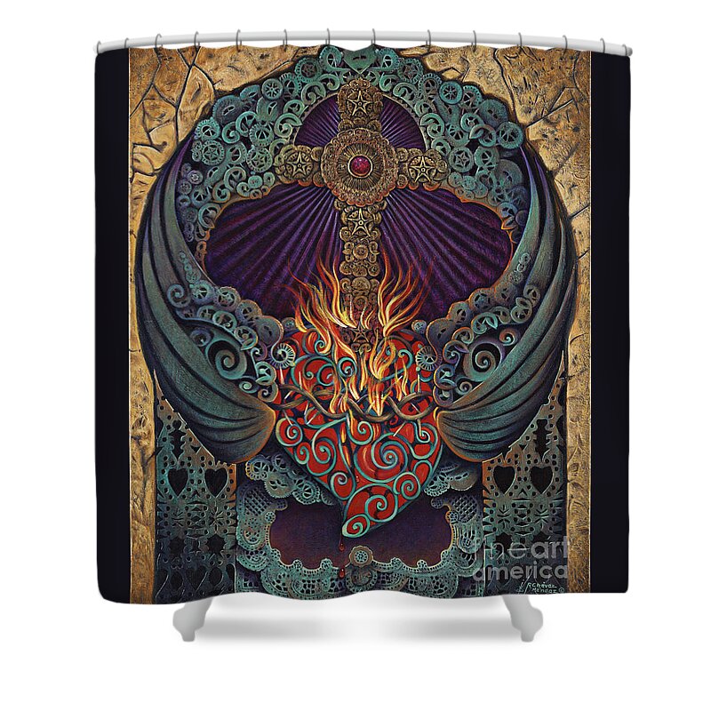 Sacred Shower Curtain featuring the painting Sacred Heart by Ricardo Chavez-Mendez