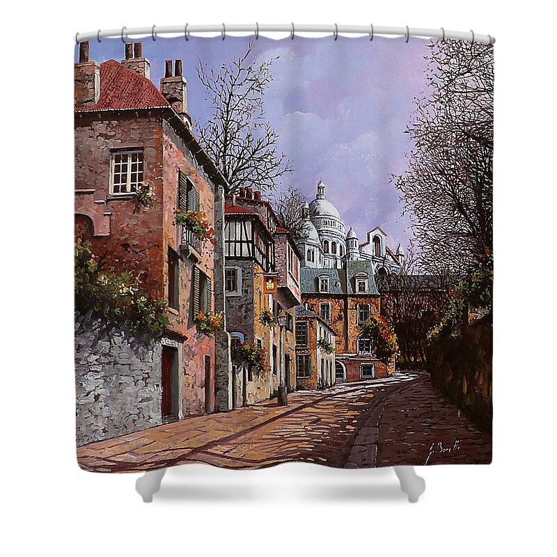 Paris Shower Curtain featuring the painting Sacro Cuore by Guido Borelli