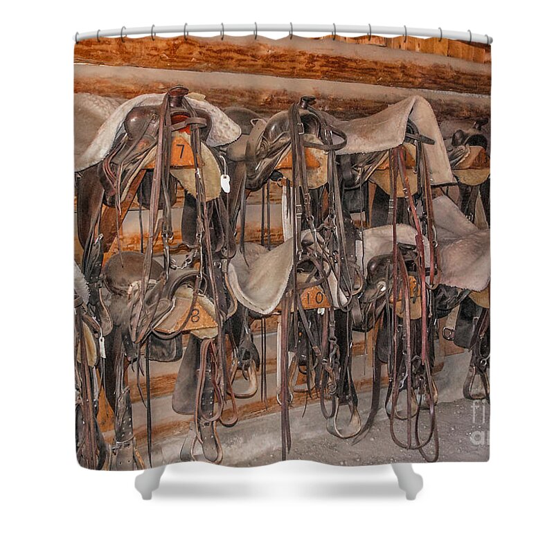 Bridle Shower Curtain featuring the photograph Saddles and Bridles by Sue Smith