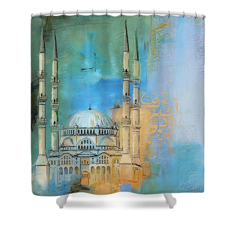 Safa Mosque Shower Curtain featuring the painting Safa Mosque by Corporate Art Task Force