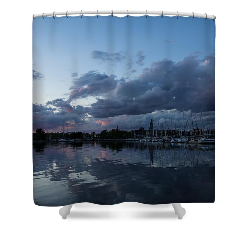 Safe Harbor Shower Curtain featuring the photograph Safe Harbor After the Storm by Georgia Mizuleva