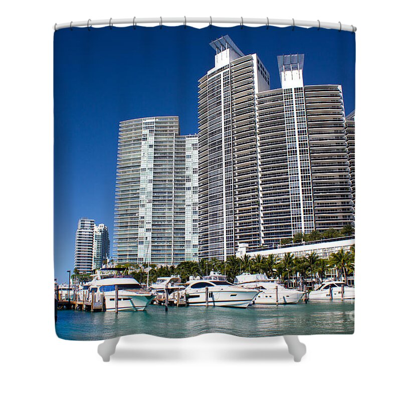 Port Shower Curtain featuring the photograph Miami Beach Marina Series 27 by Carlos Diaz