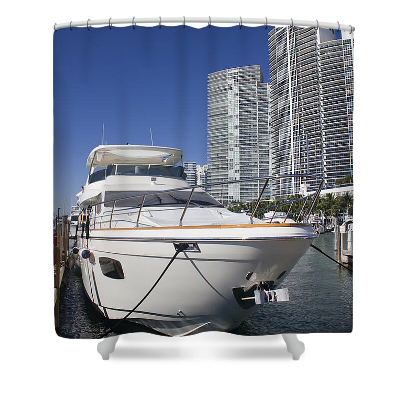 Luxury Yacht Shower Curtain featuring the photograph Miami Beach Marina 31 by Carlos Diaz