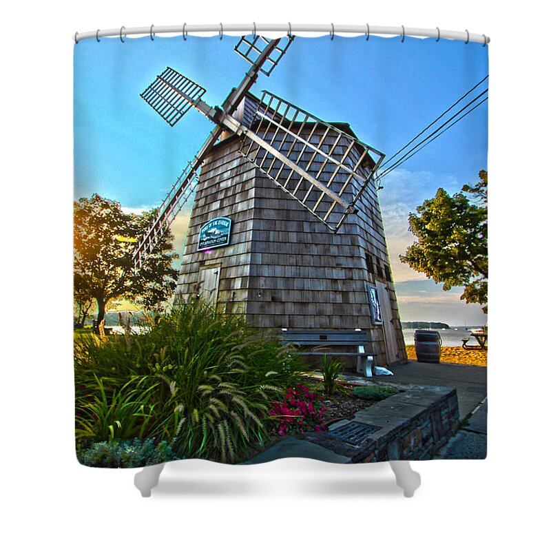 Sag Harbor Shower Curtain featuring the photograph Sag Harbor Windmill by Robert Seifert