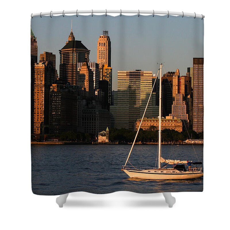Sail Shower Curtain featuring the photograph Sailboat in NY Harbor by Eleanor Abramson