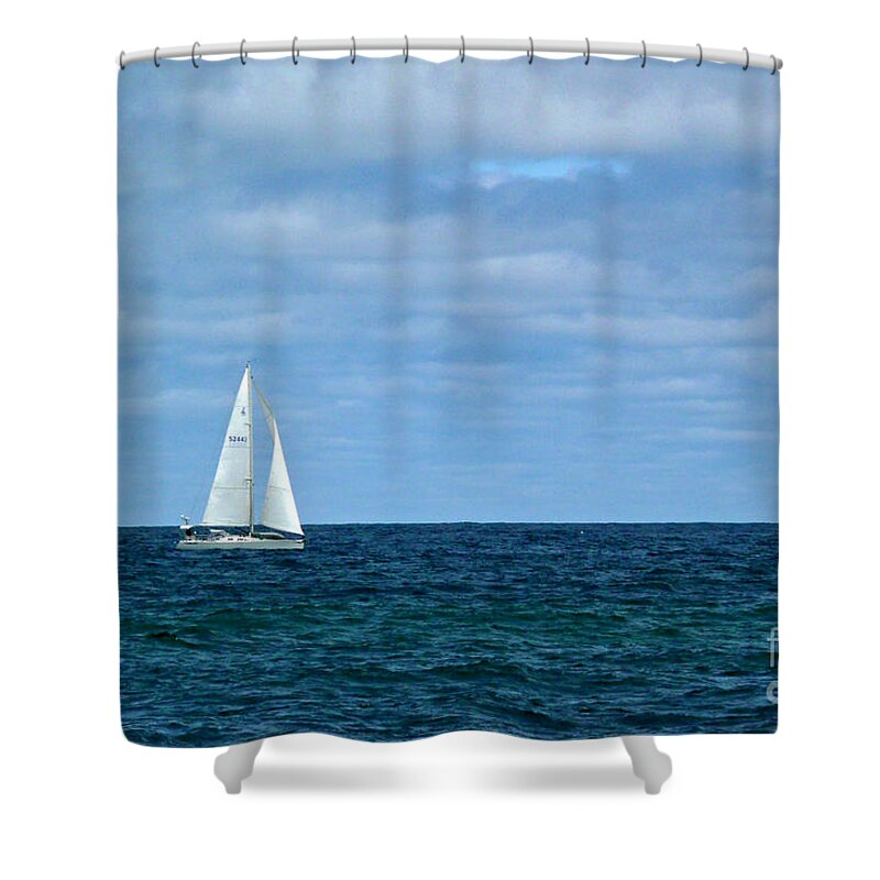 Ocean Shower Curtain featuring the photograph Sailing the Ocean Blue by Jayne Carney