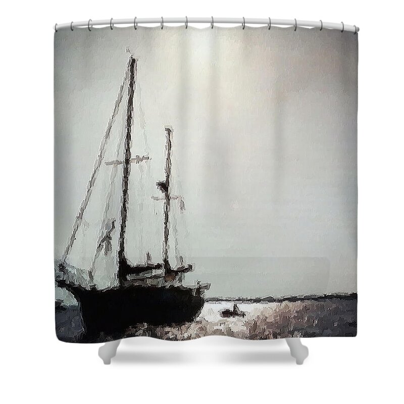 Anchored Sailboats Shower Curtain featuring the photograph Out Sailing the Seas by Belinda Lee
