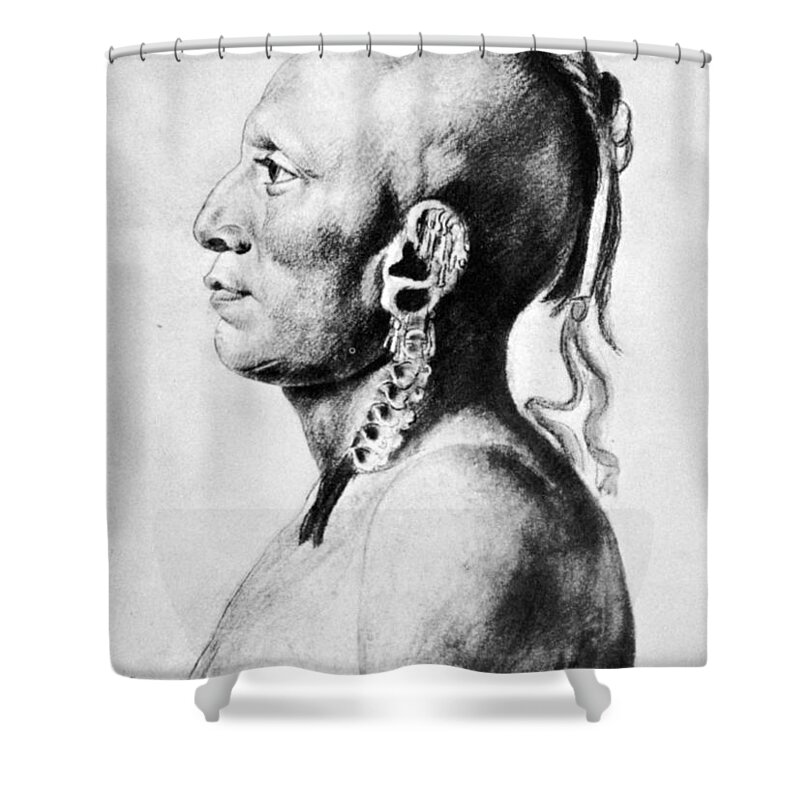 1804 Shower Curtain featuring the drawing Saint-memin Osage, 1804 by Granger