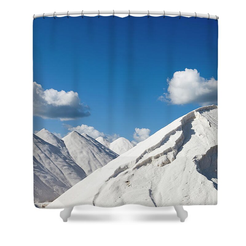 Working Shower Curtain featuring the photograph Salines De Llevant Salt Works by Holger Leue
