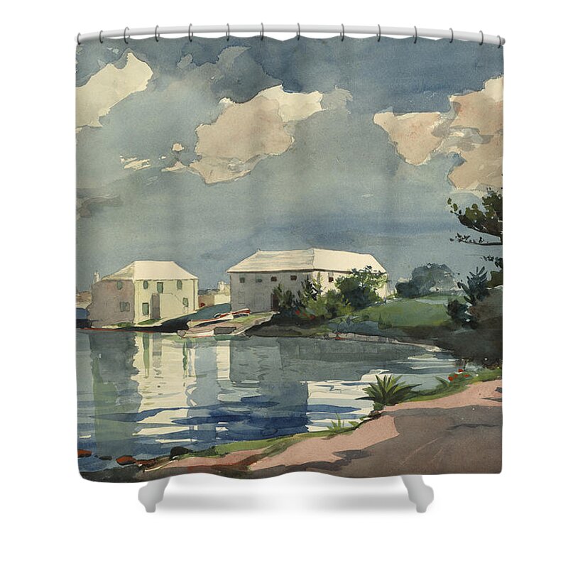 Winslow Homer Shower Curtain featuring the painting Salt Kettle Bermuda by Celestial Images