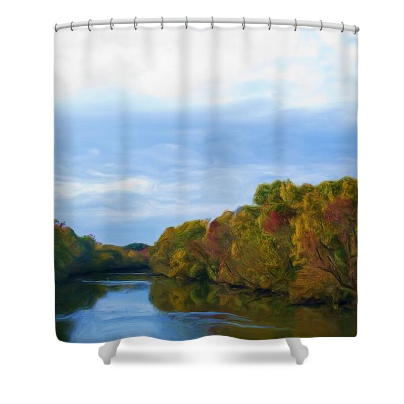 Saluda River Shower Curtain featuring the painting Saluda River In The Fall by Steven Richardson