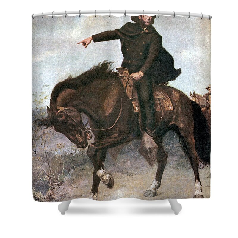 History Shower Curtain featuring the photograph Sam Houston At Battle Of San Jacinto by Photo Researchers