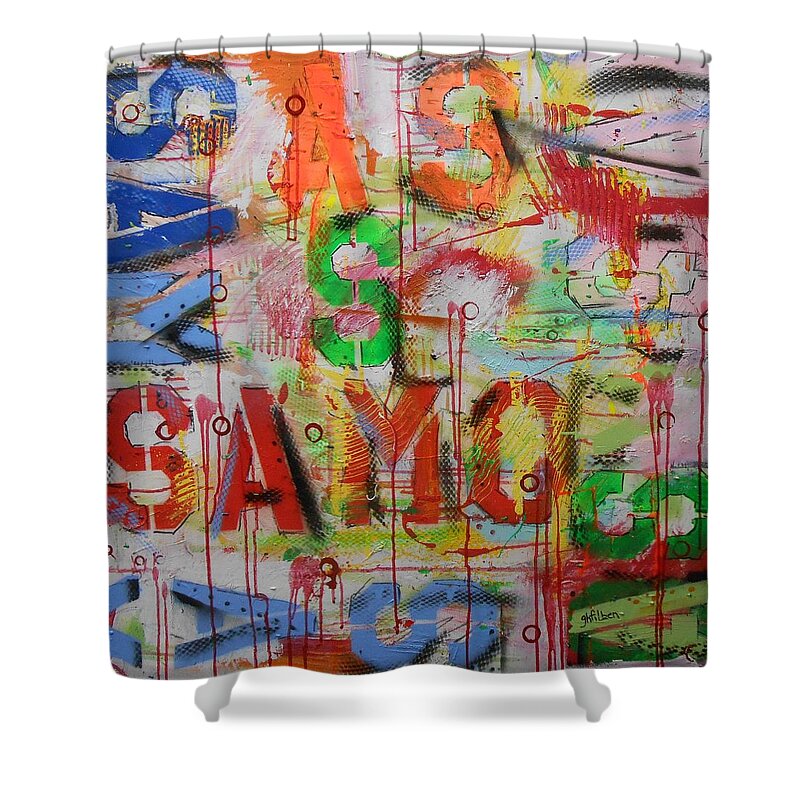 Abstract Shower Curtain featuring the painting Samo by GH FiLben