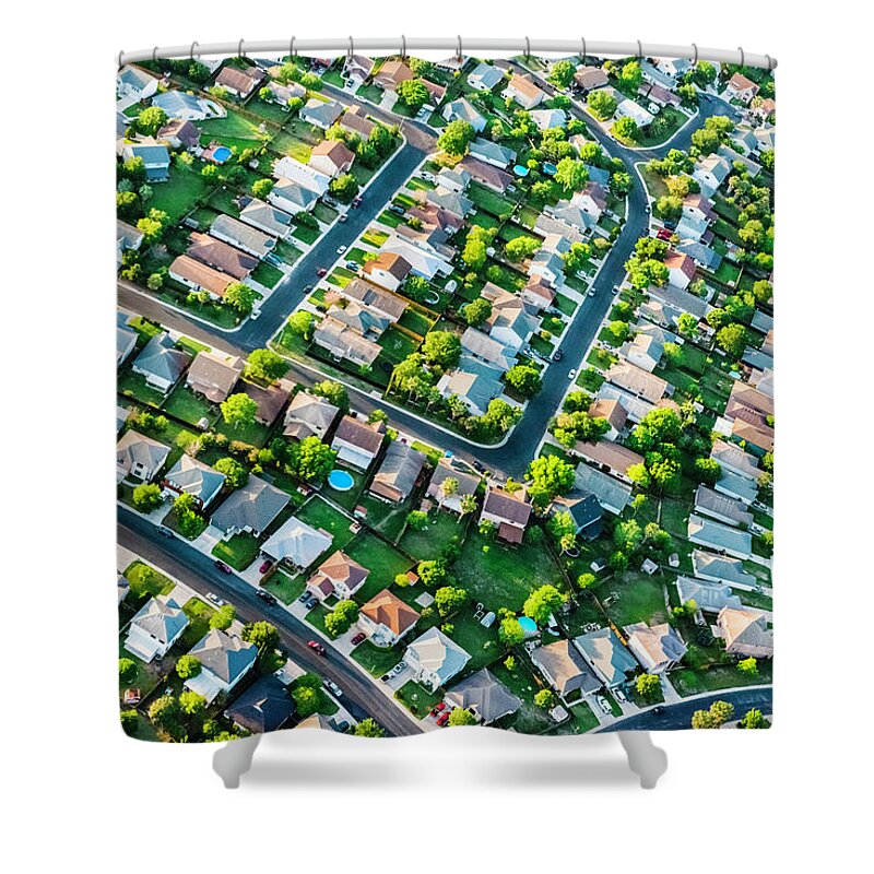Population Explosion Shower Curtain featuring the photograph San Antoniotexas Suburban Housing by Dszc